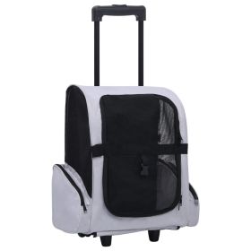 Pet Trolley Grey Fabric Collapsible Pet Trolley Rectangular